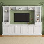 Ball & Cast TV Stand with Cabinets for TVs up to 75",Wall Unit Entertainment Center with Storage and Open Shelves,Modern Media TV Console with 2 Drawers for Living Room,White