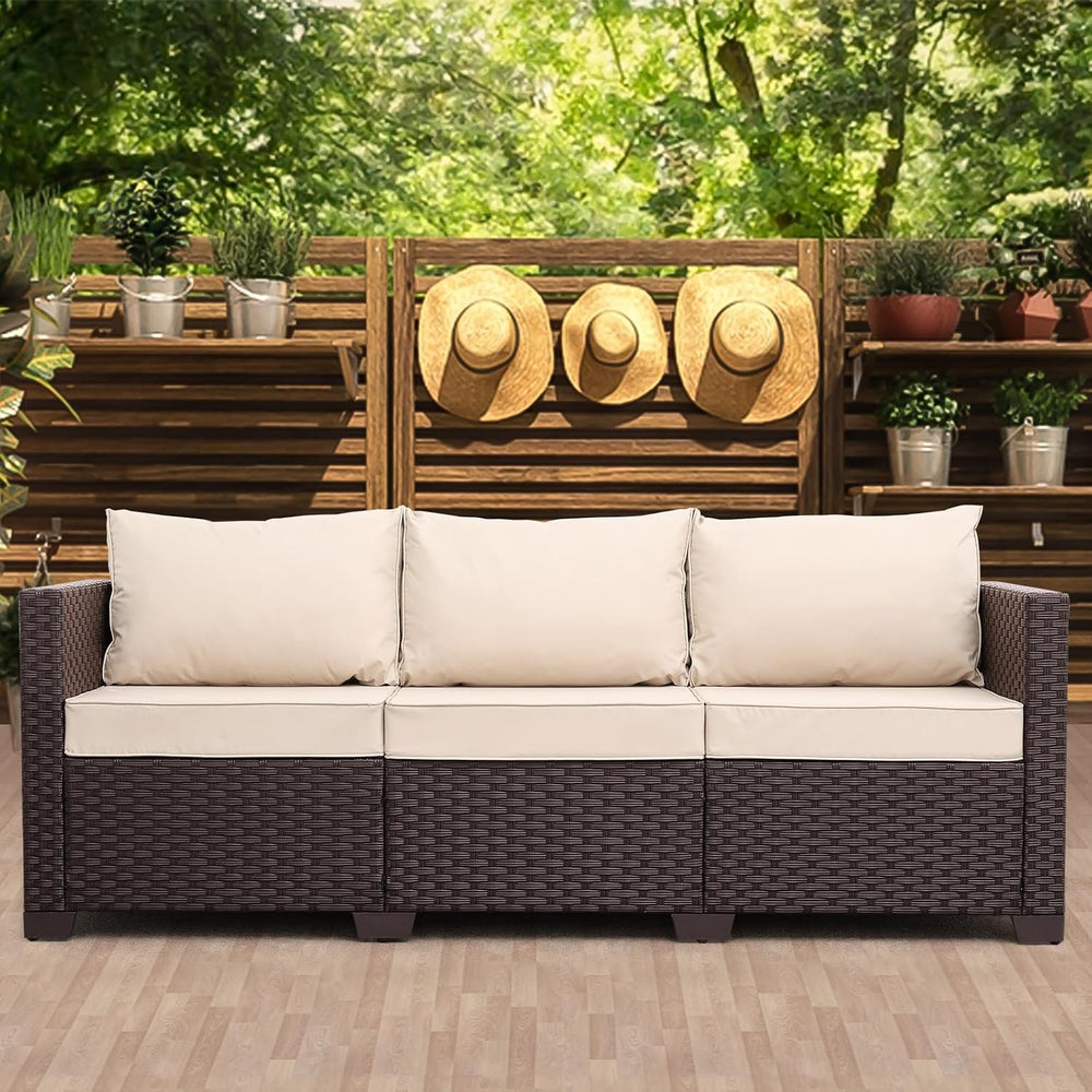 Oasishine Patio Furniture 3-seat Sofa Wicker Outdoor Furniture Outdoor Couch ...