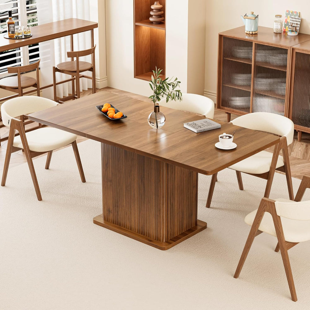Extendable Kitchen Dining Table for 4-6, 47-65 Inch Rectangle Dining Room Tab...