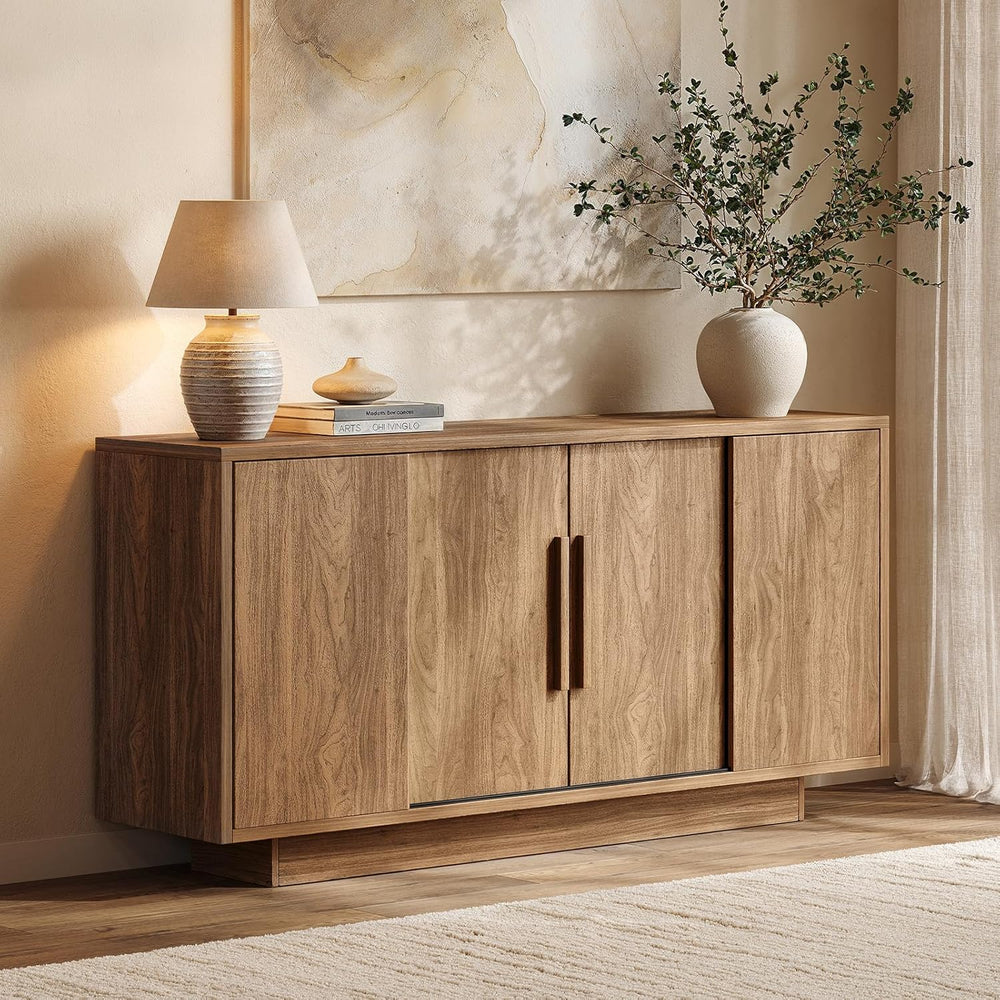 ModernMate 63'' Sideboard Buffet Cabinet with 4 Sliding Doors, Wood C...