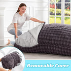Hobestluk 3 in 1 Bean Bag Chair Giant Bean Bag Chairs for Adults with Bubble Cover Convertible Bean Bag Floor Cushion with Machine Washable Cover for Living Room (Bubble Dark Grey)