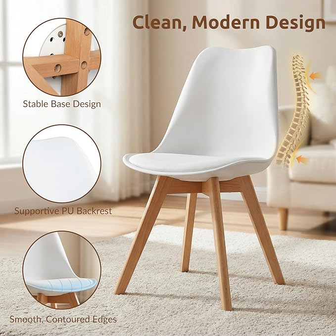 CangLong Dining Chairs Set of 4, Mid Century Modern Kitchen and Dining Chair,...