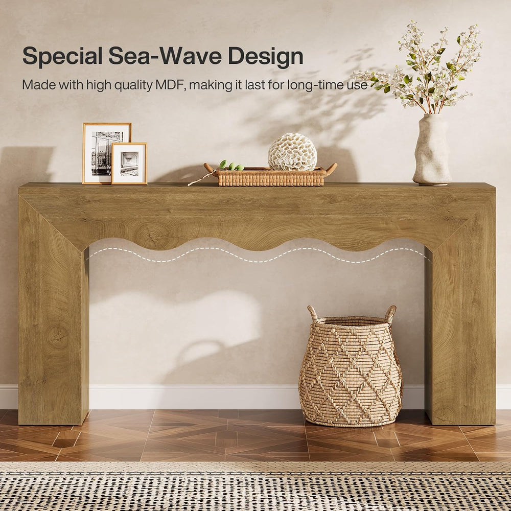 Tribesigns 63" Farmhouse Console Table, Wooden Couch Table Behind Sofa w...