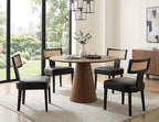Rattan Dining Chairs Set of 4, Modern PU Leather Upholstered Kitchen Chairs, Wooden Dining Room Chair Farmhouse Dinner Chair, Black