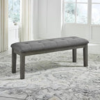 Signature Design by Ashley Hallanden Rustic Tufted Upholstered Dining Room Bench, Gray