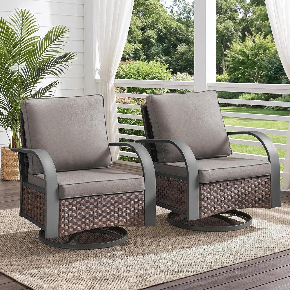 Belord Outdoor Swivel Rocker Patio Chairs of 2, Patio Conversation Glider Set...