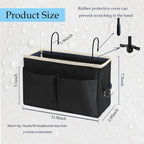 Bedside Caddy Bedside Hanging Storage Basket Multi-Function Organizer Caddy for Bunk and Hospital Beds Dorm Rooms Bed Rails, Can be Placed Glasses Books Mobile Phones（Black）
