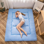 MAXYOYO Japanese Floor Mattress Futon Mattress, 4" Thicken Tatami Mat Sleeping Pad Foldable Roll Up Mat Boys Girls Dormitory Pad Kids Floor Lounger Pillow Bed, Charcoal Grey, Queen Size