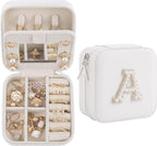 Birthday Gifts for Women - Initial Jewelry Box, Travel Case Organizer for Wife, Girlfriend, Graduation & Bridesmaid Gift