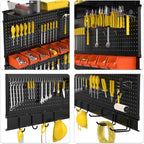 Ultrawall Black Pegboard Wall Organizer, 48X 36 inch for Garage Storage with Hooks, Storage Bins, Tool Panel Organizer, 72pcs