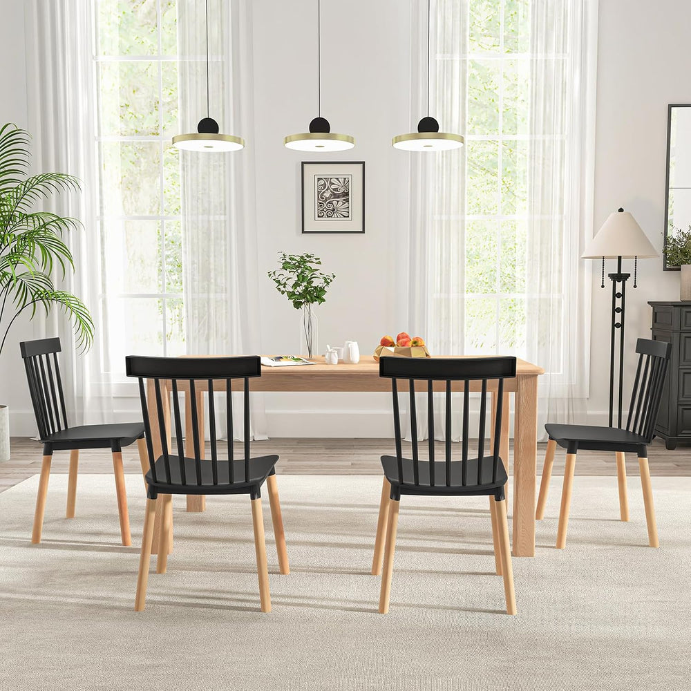 POWERSTONE Windsor Dining Chair Set of 4, Farmhouse Kitchen Chairs with Solid...