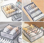 TOOVREN Bra Drawer Organizers, Underwear Wardrobe Organizers Divider, Lingerie Storage Bins, Closet Organizers and Storage Boxes, Foldable Closet Storage Box for Underwear Bra Socks (6 Grids,2 Pack)