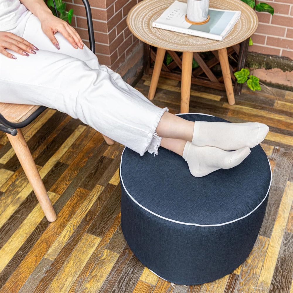 Outdoor Ottomans for Patio Pouf Waterproof Fade-Resistant Ottoman Foot Rest f...