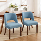 Dining Chair Set of 3,Modern Dining Room Chairs with Thick Cushions,Upholstered Linen Fabric Kitchen Chairs for Kitchen Dining Room LIGHTBLUE