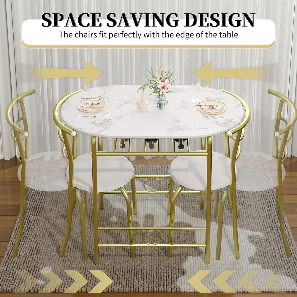 VECELO 3-Piece Dining Table Set for Kitchen Breakfast Nook, Wood Grain Oval T...