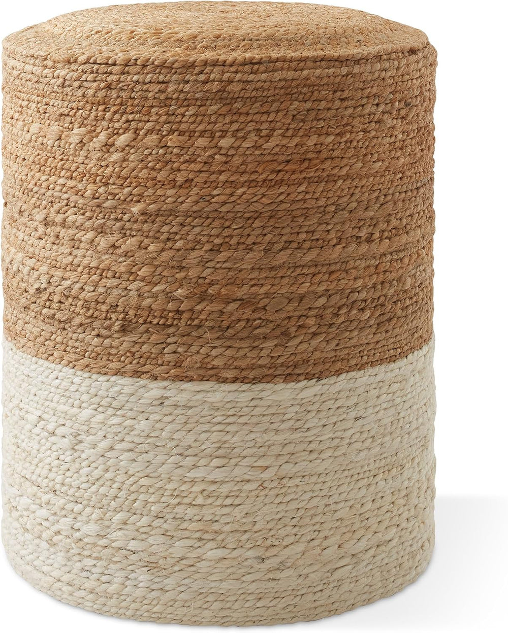 Casafield Hand-Braided Jute Pouf Ottoman Footrest, 14" W x 14" D x ...