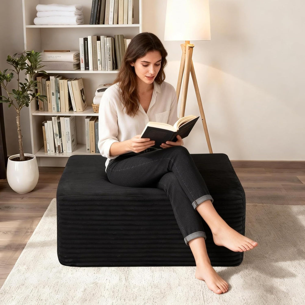 POEM PANDA 37" Modular Sofa Ottoman, Foot Expansion Stool, Black | Plush...