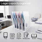 Adjustable Desk File Organizer,Detachable Office Folder Organizer,Compact Vertical Desk File Holder,Wrought Iron Paint,Suitable for Home, School, Office Classrooms (White - 5 grids)