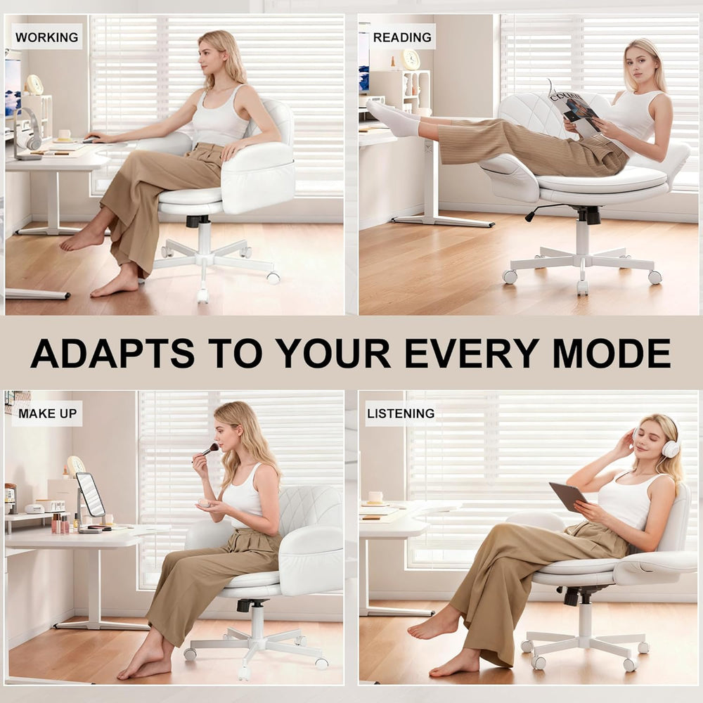 Misolant Criss Cross Chair with Armrests & Wheels for Cross-Legged Sittin...