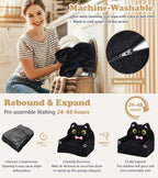 Foryoomi Kids Couch, 2-in-1 Soft Toddler Couch Fold Out with Blanket, Chair Comfy, Foldable Convertible Plush Sofa, Gifts for Kids Girl Boys, Black Cat