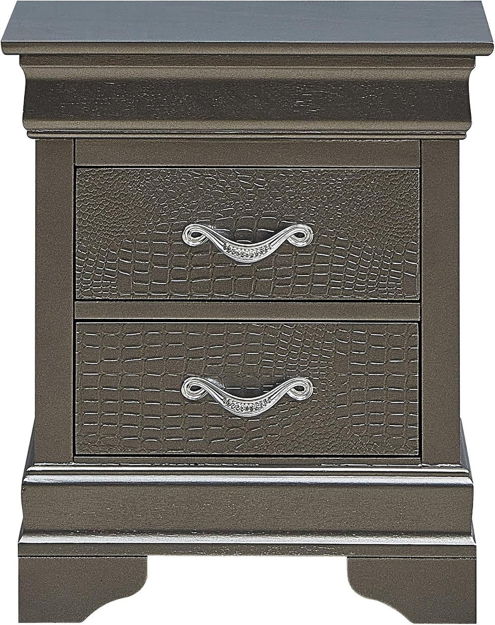 Sleek Metallic Black Nightstand with Drawers ﻿,for Small Spaces