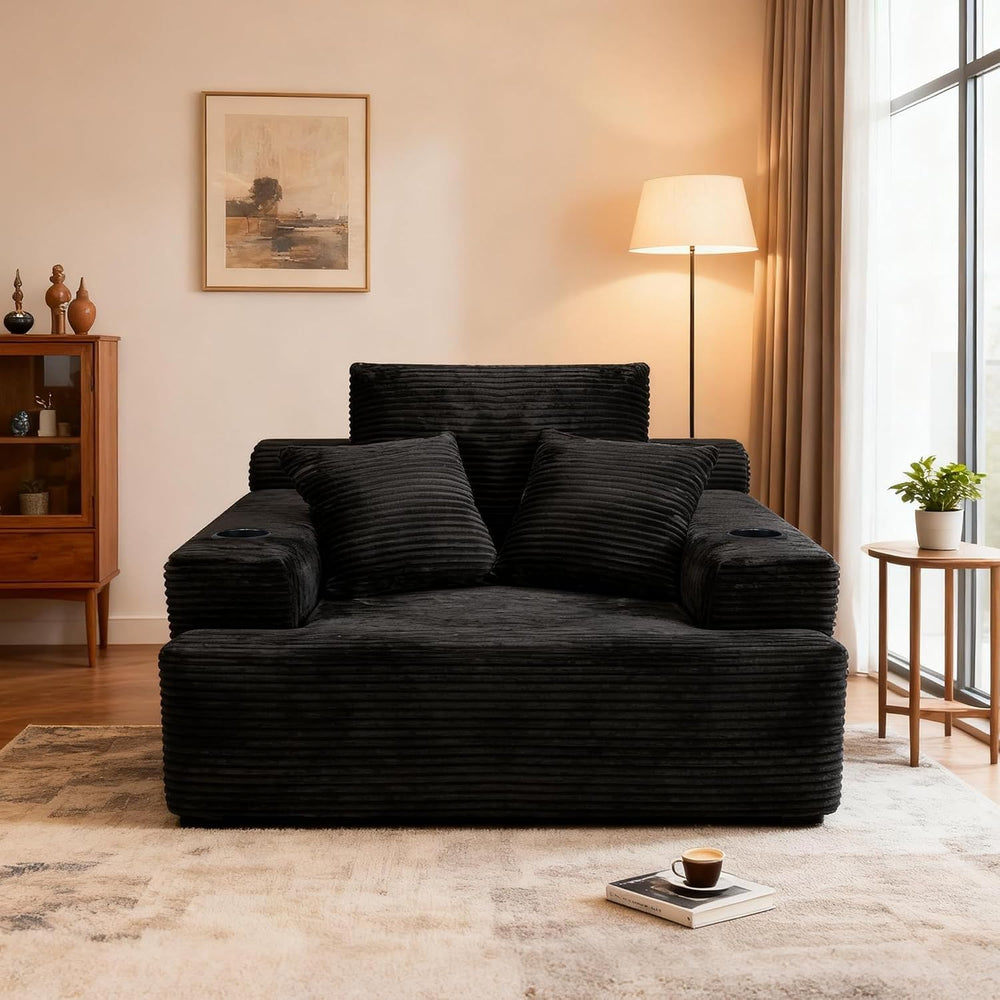 Chaise Lounge Chair Indoor, 67" Oversized Sofa Bed with Pillows No Assem...