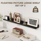 Axeman 30 Inch Floating Shelves Black | Picture Ledge Shelf Set of 2 | Rustic Picture Shelf for Wall with Ledge | Black Wall Shelves with Lip | Photo Ledges Nursery Bookshelf