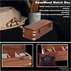 Wooden Watch Box for Men & Women, Watch Organizer & Display Case, Premium Long-Lasting Watch Holder for Storage, Elegant Gift for Watch Collectors (Wood Top, 5 Slots)