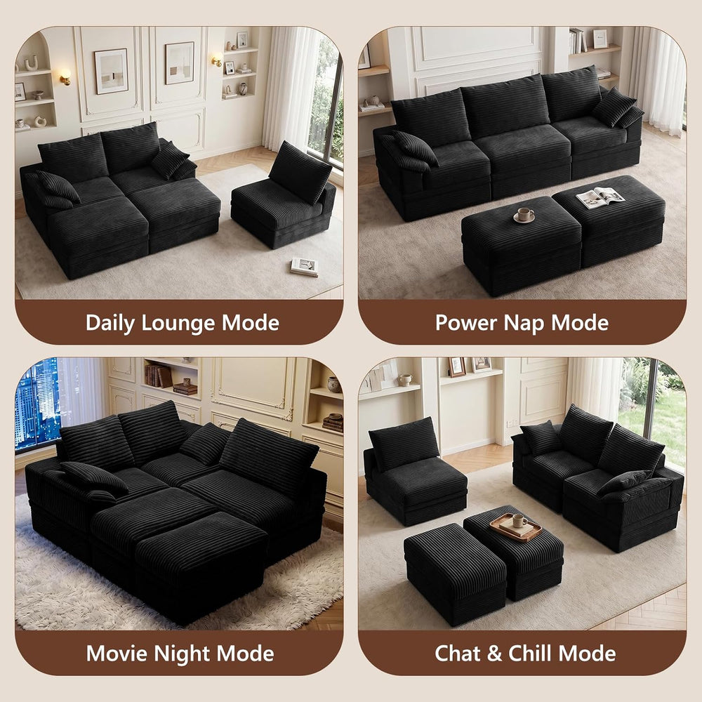 107" Modular Sectional Sofa Couch with Storage,U-Shape 3 Seat Comfy Mode...