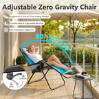 Zero Gravity Chairs Set of 2, Adjustable Lounge Chair Outdoor Recliner, Folding Reclining Lawn Chair, Anti Gravity Chair with Pillow & Cup Holder for Pool Camping Sunbathing Beach Patio (Sky Blue)
