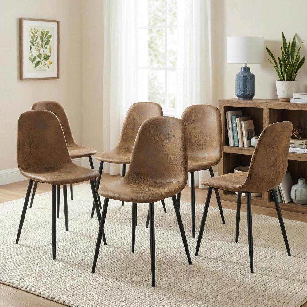 FurnitureR Modern Mid Century Leathaire Upholstered Kitchen Dining Chair, Arm...