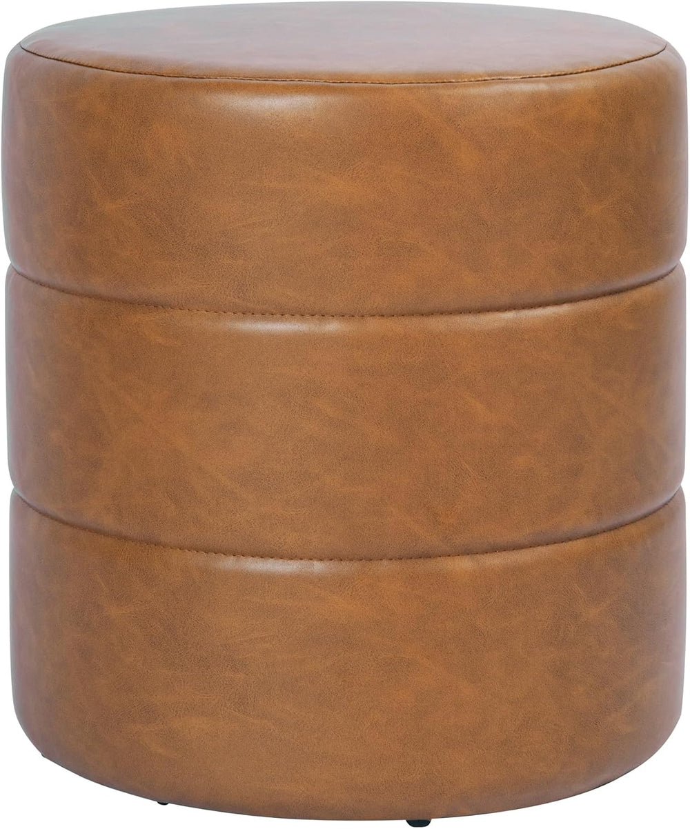 Spatial Order Upholstered Faux Leather Round Ottoman (No Lid, Seat Only) | Sp...