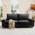 Modern Faux Leather Sofa, Large Couch with Spring Cushions & Solid Wood Frame, Easy-to-Clean Removable Cover, Spacious Living Room Family Furniture, Extra Long Couch (88.58", Black)