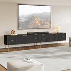 SICOTAS TV Stand for 55/60/65/70 Inch TV - 62 Inch TV Stands for Living Room Entertainment Center with 4 Drawers, Fluted Modern TV Media Console Television Cabinet for Bedroom(Black, 2 Pieces)