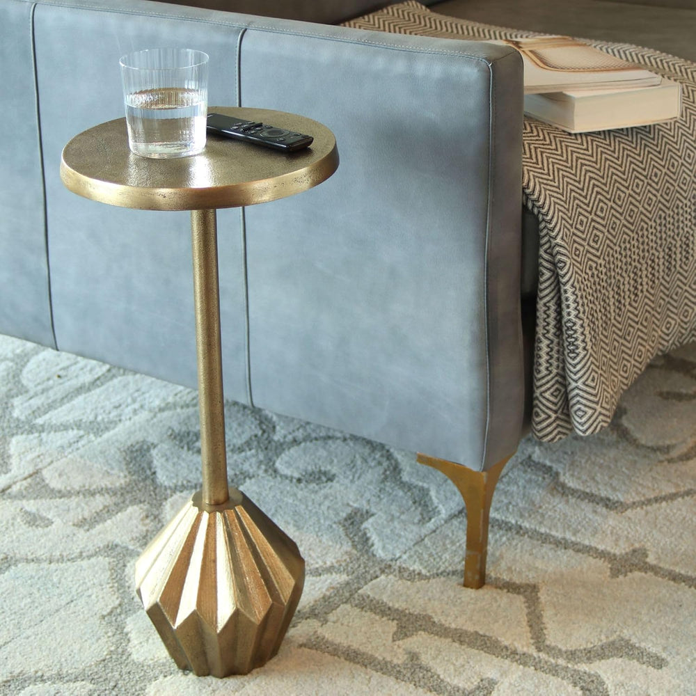 East at Main Bohemian Geometric Metal Martini Table, 10” Wide, Antique Brass ...