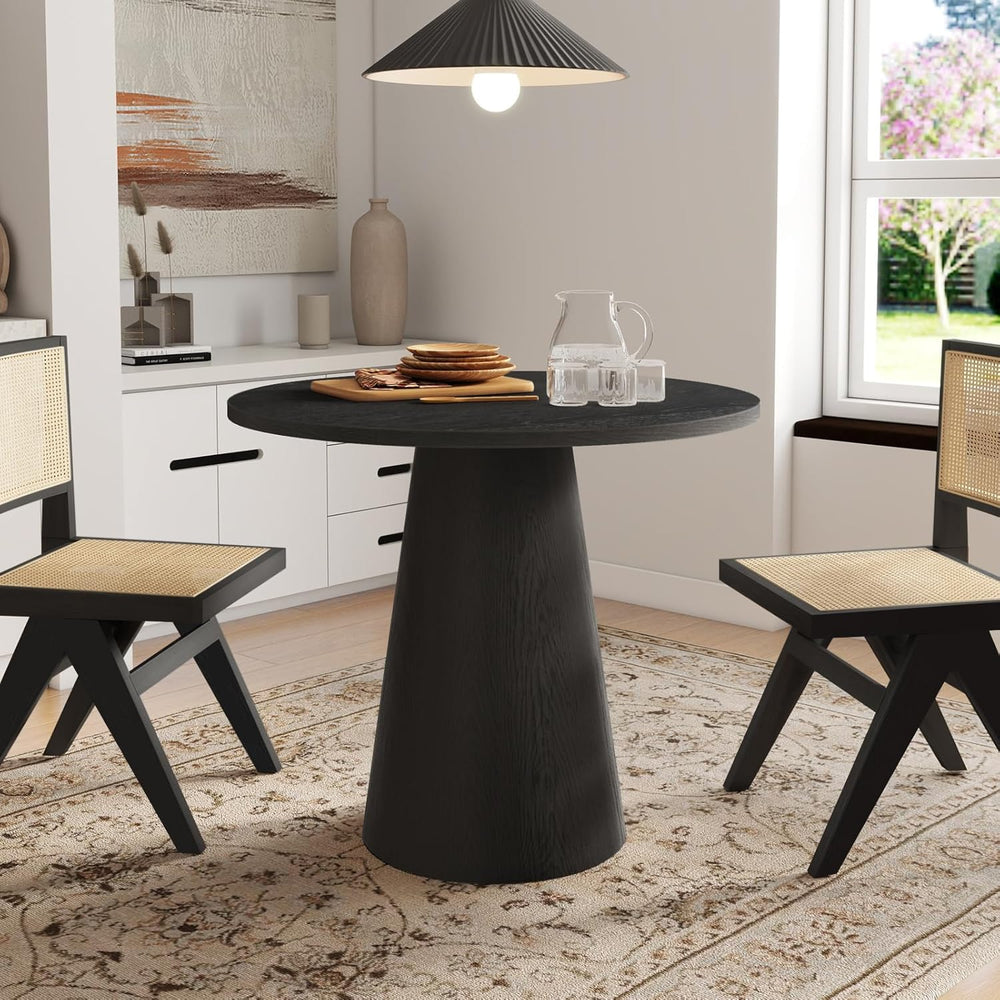 Round Dining Table Wood for 2-4, Modern Farmhouse Kitchen Table | 35''...