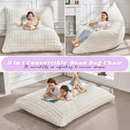 Hobestluk 3 in 1 Bean Bag Chair Giant Bean Bag Chairs for Adults with Bubble Cover Convertible Bean Bag Floor Cushion with Machine Washable Cover for Living Room (Bubble White)
