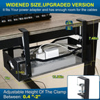 Large Under Desk Cable Management Tray - Heavy Duty Metal Cord Organizer with No Drill Installation for Office & Home Office Desks to Hide Wires & Power Strips (Black, XL)
