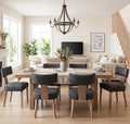Mid Century Modern Dining Chairs Set of 6, Upholstered Wooden Dining Room Chairs, Farmhouse Kitchen Chairs, Accent Armless Side Chairs with Curved Back for Living Room, Charcoal Linen, 6PCS