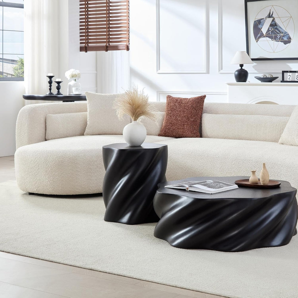 Art Deco Twisted End Table, Organic Sculptural Side Table for Living Room Dec...