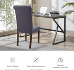 Tufted Dining Chairs Set of 6, Upholstered Parsons Dining Room Chairs, Fabric Kitchen Side Chair with Wood Legs, Dark Grey