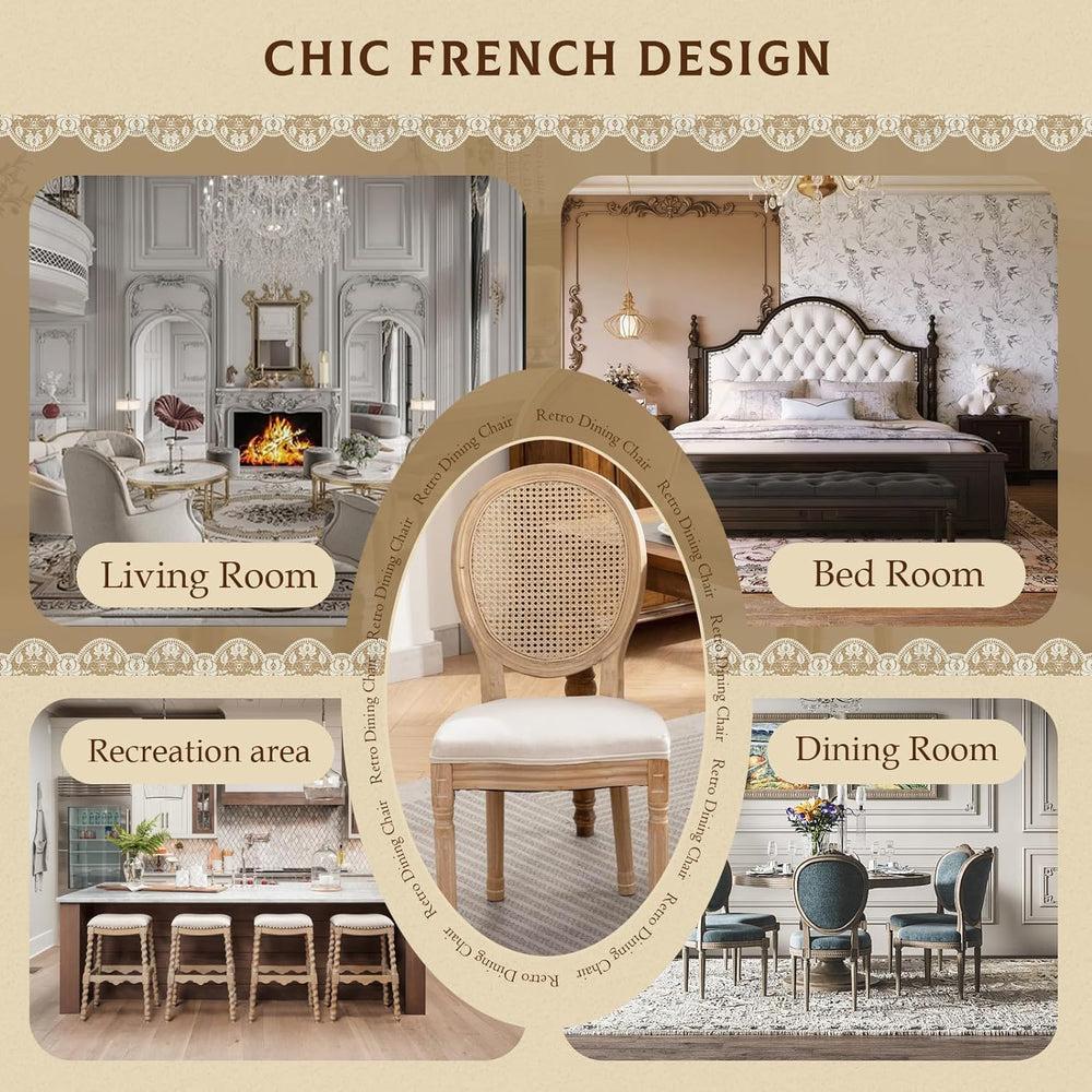 SoarFlash French Dining Chairs Set of 2, Vantage Dining Chair with Round Back...
