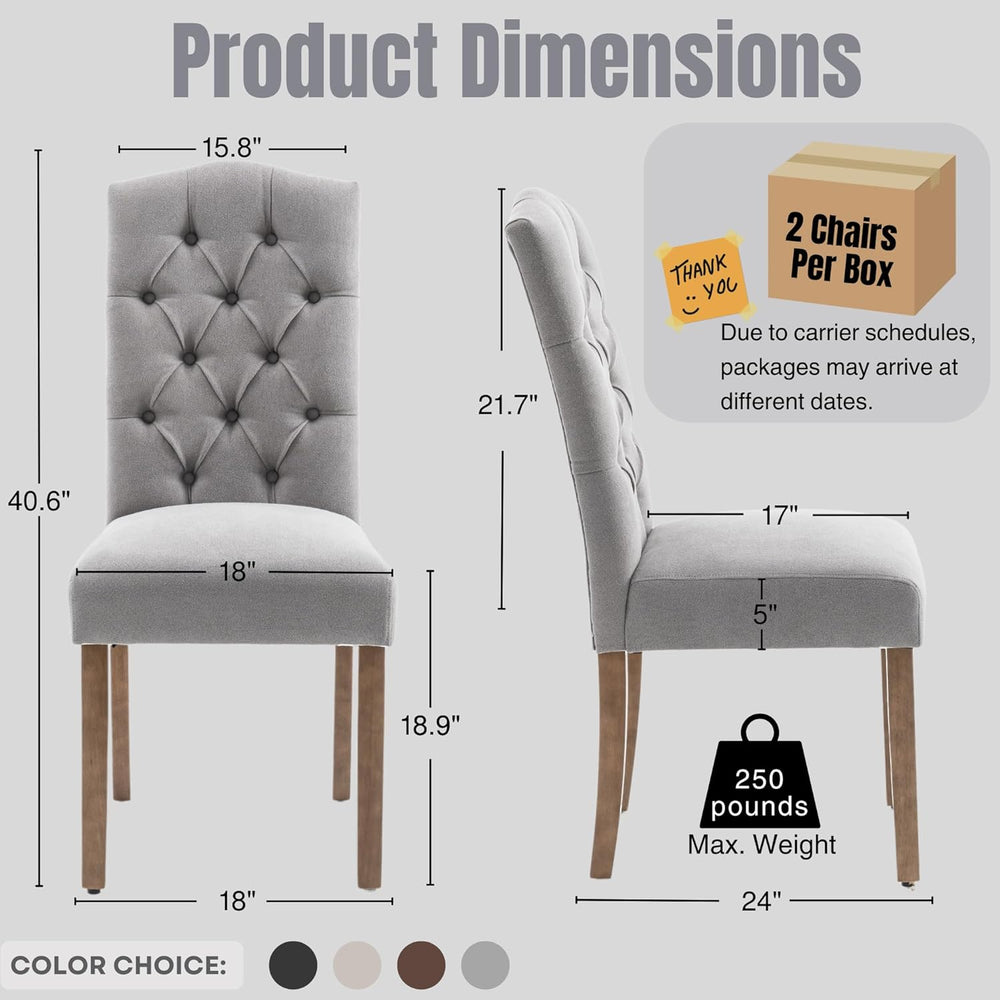 Tufted Upholstered Parsons Dining Chair Set Fabric Diner Accent Stylish Moder...