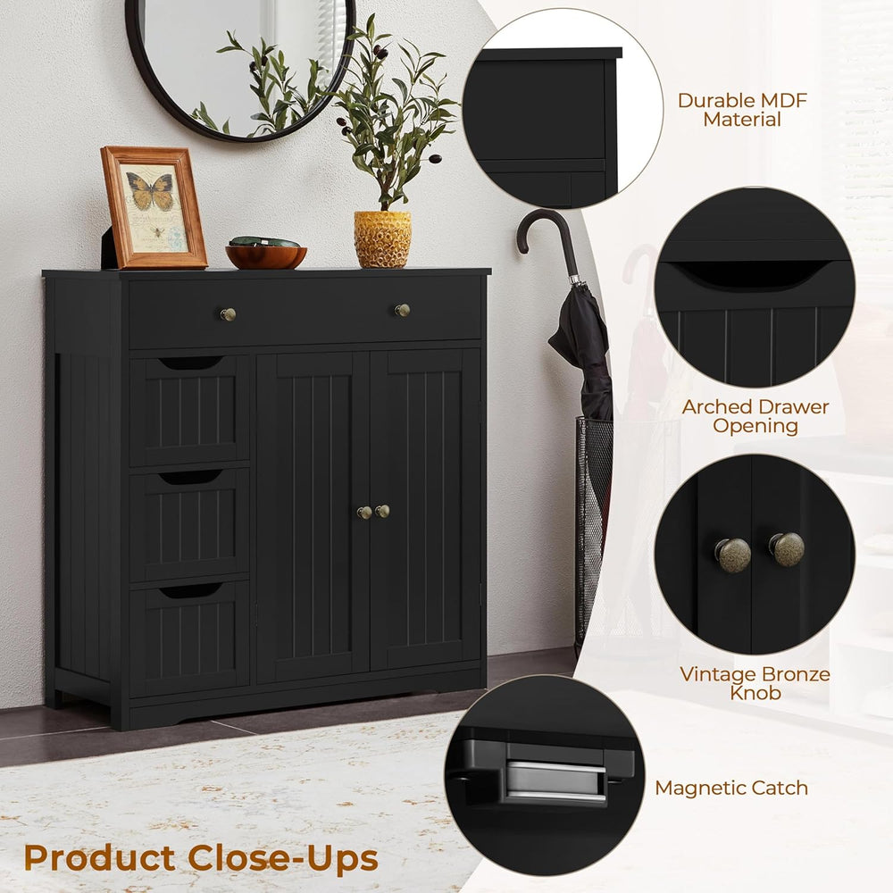 Topeakmart Storage Cabinet with 4 Drawers and 2 Doors, Adjustable Shelves, Fr...