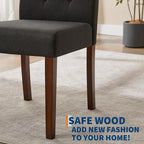 Upholstered Dining Chairs Set of 6, Modern Fabric Kitchen Side Chairs with Sturdy Wood Legs, Parsons Design, Comfortable Soft Linen for Dining Room, Restaurant, Cafe, Black