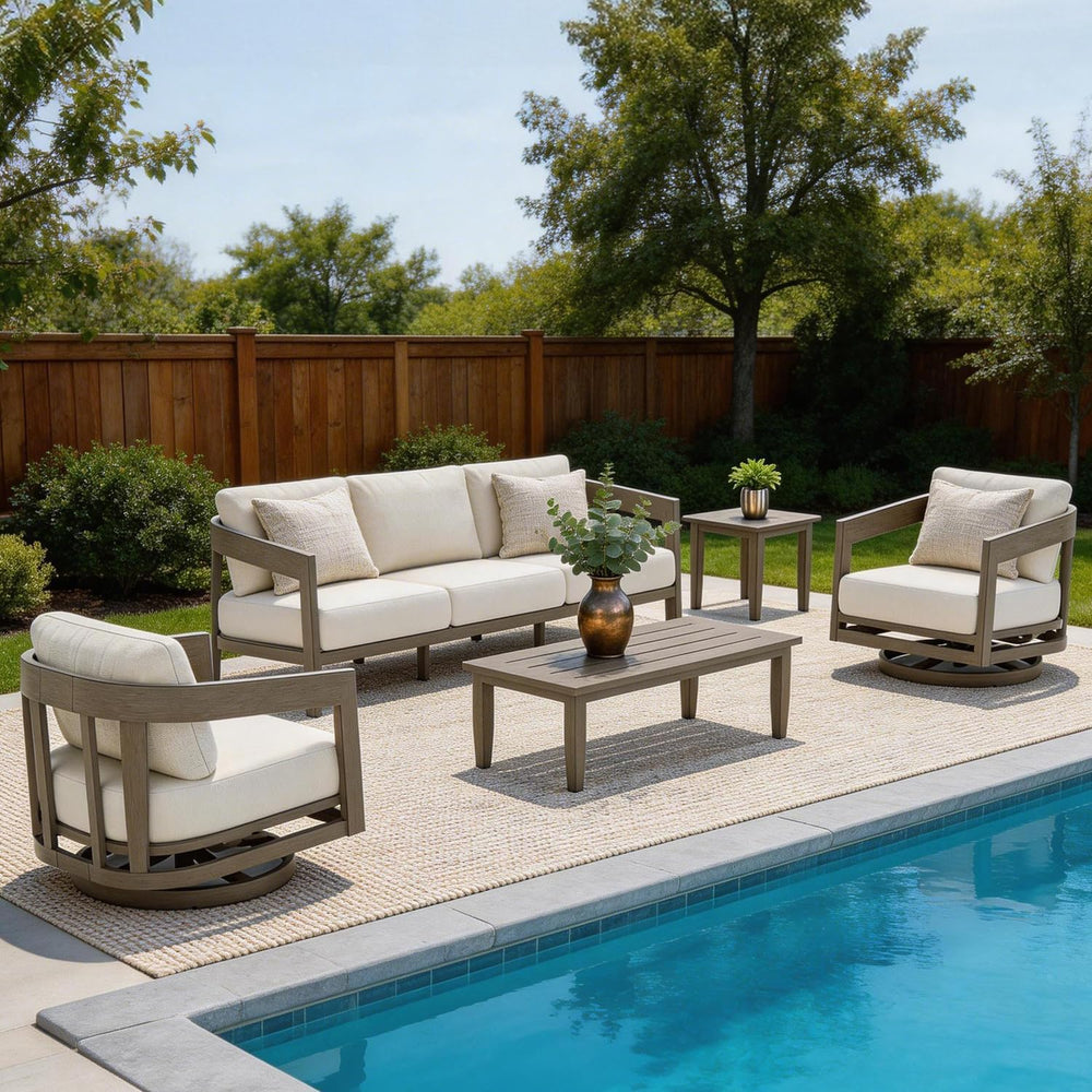 PEAK HOME FURNISHINGS Outdoor Aluminum Patio Swivel Lounge Chairs, Set of 2