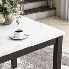 HomSof 5-Piece Counter Height Dining Table Set with One Faux Marble Top Dining Table and Four Velvet-Upholstered Chairs,Blue