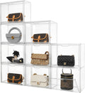 Attelite Purse Organizer for Closet,9 Pack Clear Acrylic Display Case for Handbag Organizer, Purse Storage Box with Magnetic Door, Plastic Storage Bins for Book, Collectibles, Cosmetic