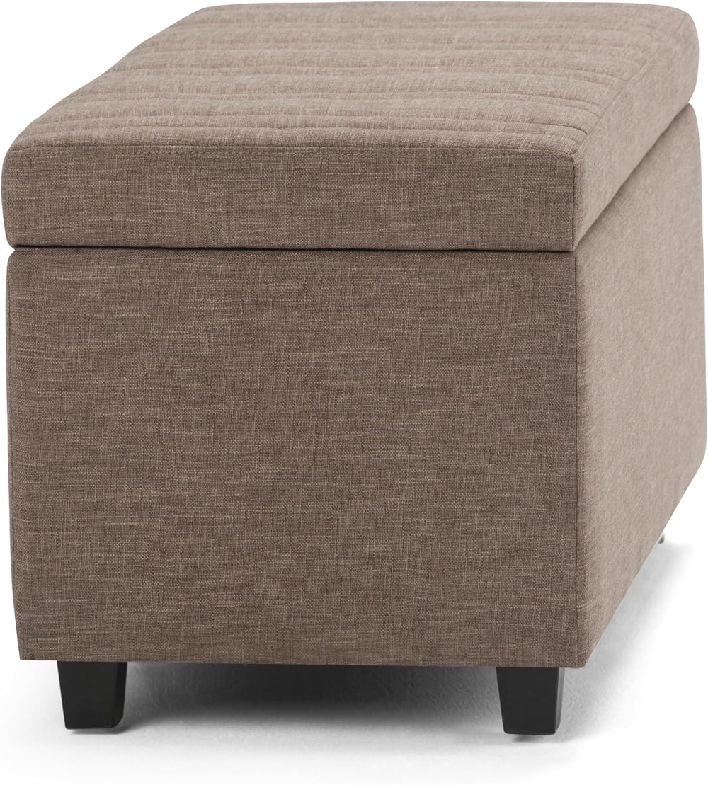 SIMPLIHOME Darcy 33 inch Wide Contemporary Rectangle Storage Ottoman Bench in...