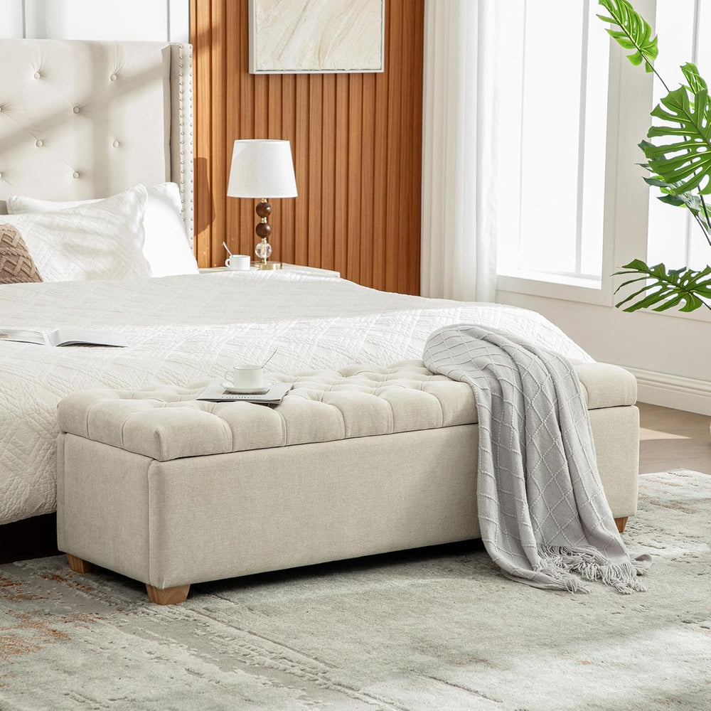 60.2'' Wide Upholstered Storage End of Bed Bench, Tufted Flip-Top Acc...